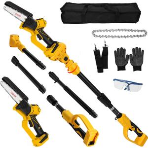 6 Inch Cordless Pole Saw for Dewalt 20V Max Battery (No Battery), Brushless Electric Chainsaw with Extension Pole, 15Ft Long Reach for Tree Pruning Hedge Cutting