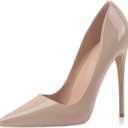 Elisabet Tang High Heels, Women Pumps Pointed Toe Stilettos 4.7 inch/12cm Sexy Heels Party Shoes (8, Nude)