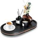Wooden Decorative Tray for Coffee Table, Black Beaded Oval Tray Home Decor
15.8x10in Large Serving Tray, Farmhouse Centerpiece Decor Tray for Coffee Table Living Room Kitchen Counter Entryway Console