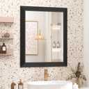 SMIROR Matte Black Bathroom Mirror for Over Sink 24x 28 inch, Metal Thick Frame Rectangle Vanity Mirror for Wall, Anti-Rust, Horizontally or Vertically Mounted