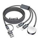 Travel Essentials for Apple Watch Charger,iPhone Charger,3 in 2 Type C/L/Magnetic Fast Charging Cable,Multi Charging Cable Portable Designed for iWatch Series,iPhone 17-11,Galaxy S26-S21,Car-4FT