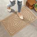 HIYARD Front Door Mat, Absorbent Resist Dirt Welcome Door Mat Indoor Outdoor, Waterproof Doormat, Sturdy Non Slip Backing, Fade Resistant, Low Profile Entry Mat for Entryway, 36×24, Beige