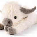 uoozii 24" | 5 Pounds Highland Cow Weighted Stuffed Animals with Removable Unscented Microwavable Pouch, Cute Coolable Warmable Weighted Plush Gift for Kids & Adults (White & Brown)