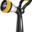 FANHAO Heavy Duty Fireman's Hose Nozzle, Metal Water Nozzle with 8 Spray Patterns, High Pressure Garden Hose Sprayer with Lever Control and Non-Slip Grip to Water Plants & Lawns, Wash Cars & Clean
