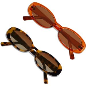 VANLINKER Polarized Retro Oval Sunglasses for Women and Men Small 90s Style VL9580 (C3c4 Brown Frame/Tortoise Frame)