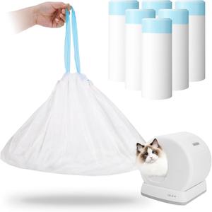 120 Count Self-Cleaning Cat Litter Box Liners Bag Compatible with Meowant MW-SC01/MW-SC02/MW-LR01, Heavy Duty Thick Drawstring Replacement Cat Litter Bags Self Cleaning Litter Box Bags 22  13"
