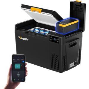 BougeRV Car Refrigerator with 240Wh LiFePO4 Battery, CRX3 23 Quart, -4℉~68℉, 23 QT+240Wh Battery