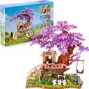 JOJO&Peach Cherry Blossom Garden Building Set with LED Light, Friends Flower House Bonsai Tree Model Sets for Kids, Easter Gift Toy for Girls Boys Girlfriend Mom Wife 8 9 10 12+(841 Pieces)