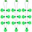 JOYIN 3 PCS St Patrick's Day Light Up Necklaces,Green Shamrock Bulb Necklace for Costume Dressing-up Accessories Saint Patricks Decorations Party Favor Supplies