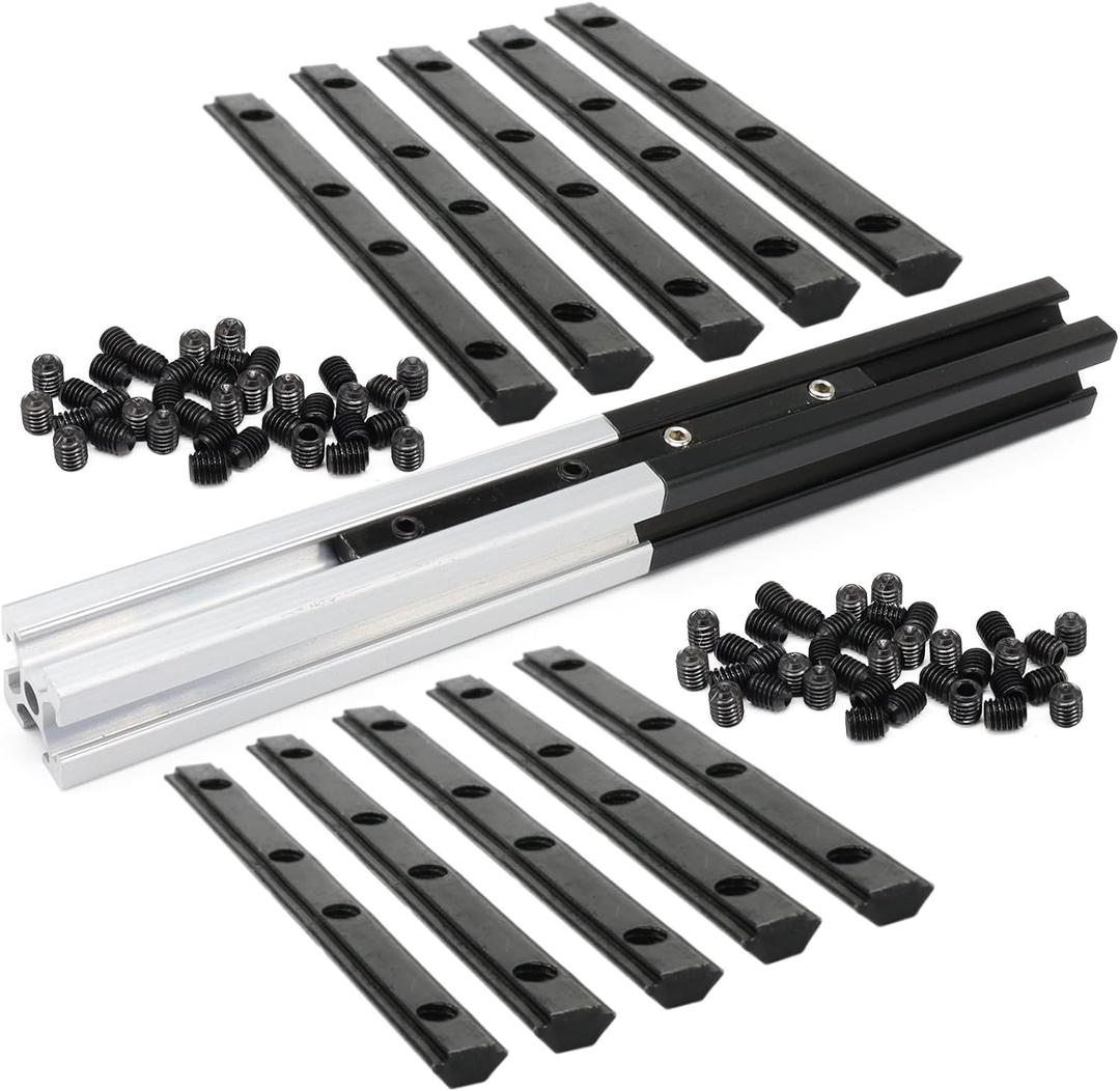 BLCCLOY 10Pcs 2020 Aluminum Extrusion T Slot Corner Bracket Extruded Hardware Straight Line Connector with Screw for 20 Series Black 20/20 80 20 2040 T V Slot Aluminum Profile Length Fasteners