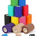 AZEN 12 Pack Self Adhesive Bandage Wrap, 3" X 5 Yards Elastic Cohesive Bandage Wrap, Vet Wrap, Ankle Tape, Tattoo Grip Tape Wrap, Color Athletic Tape