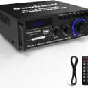Sunbuck Small Stereo Amplifier, Stereo Receiver with Bluetooth, Optical/Coaxial Jacks for TV/CD/DVD/LP/PC, Support 192kHz Audio, Max 300Wx2 Power, Home Audio System, Receiver for Speakers, AS-25BU