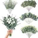 Eucalyptus Leaves Stems 100 PCS, 4 Kinds Mixed Artificial Greenery Stems for Wedding Decor Vase Floral Arrangement Centerpiece