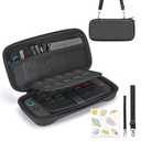 Younik Switch 2 Case Compatible with NS Switch 2 (2025), Carrying Case with 19 Game Card Slots, 4 in 1 Switch 2 Accessories Includes Shoulder Strap, Wrist Strap & Stickers (Black)