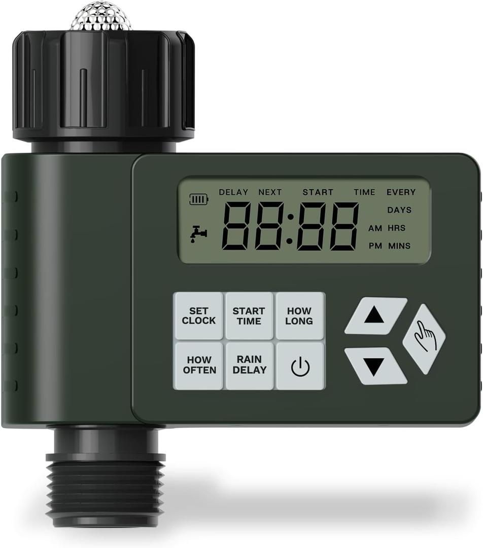 Hose Faucet Water Timer for Outdoor Garden, Ortis Programmable Sprinkler Timer with Rain Delay/Manual/Automatic Mode, IP67 Leak-Proof Design for Lawn Yard, 1 Outlet
