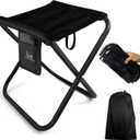 Upgraded Portable Folding Stool, 13 Inch Camping Stool for Adults Fishing Hiking Gardening and Beach with Carry Bag, Hold Up to 450lbs[Black]