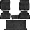 Fits 2018-2023 Hyundai Kona Floor Mats Front & 2nd Row Seat Liner and Cargo Liner Trunk Set - 3D Custom Fit All-Weather Full Liners (Black)