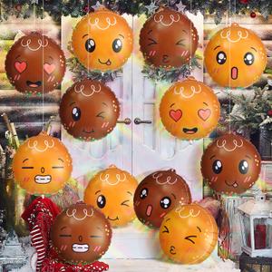 Jetec 12 Pcs Christmas Inflatable Balls 12 Inch Light Up Giant Gingerbread Man Inflatable Christmas Decorations PVC Blow Up Xmas Large Hanging Ball Ornaments for Tree Porch Lawn Yard Outdoor Decor