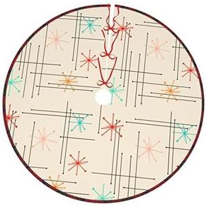 Retro Mid Century Christmas Tree Skirt Xmas Tree Mat Holiday Party Home Ornaments Decorations 48 inch