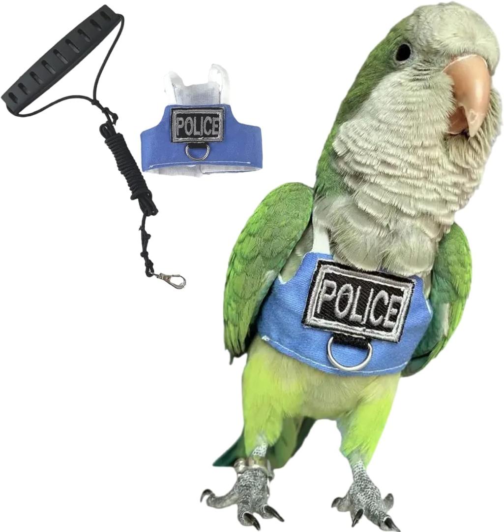 Bird Flight Harness Vest, Parrot Flight Suit with Leash, Bird Flying Clothes with Rope and Handle for Outdoor Activities (with Leash,Budgie)