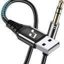 10 FT USB to 3.5mm TRS Audio Jack Adapter - USB Male to 3.5mm Male AUX Stereo Audio Cord - Compatible with Laptop, Speaker, Windows