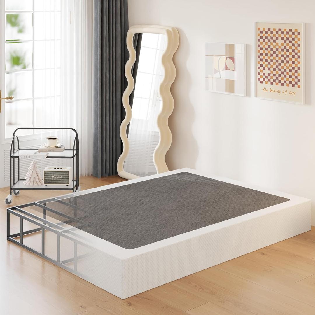 10 Inch Box Spring for Queen Bed High Profile Heavy Duty Metal Queen Box Spring with Fabric Cover, Sturdy Mattress Foundation, Easy Assembly, Noise Free, Black