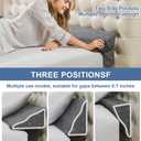 Yojoker Twin Size Bed Wedge Pillow for Headboard Gap, Wedge Pillow Headboard with Side Pockets and Wave Contour, High-Density Foam Bed Gap Filler (0-6"), 39x10x6 Inch, Gray