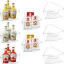 URALFA Lazy Susan Organizers Set of 8, 10"x 9.5"x 4" Corner Cabinet Organizer, Plastic Transparent Kitchen Cabinet Storage Bins with Handle, 4" Deep Container, 1/8 Wedge - Food Safe, BPA Free