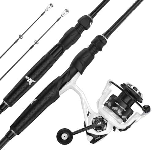 KastKing Lethal Phantom Twin-Tip Fishing Rod and Reel Combo | Baitcaster or Spinning Combo, IM6 Graphite Blank, PTS 2-Piece Design, Aluminum Oxide Guides, Superpolymer Grip, Smooth Drag (2000 Reel, 6'2" M Rod (2-Piece + Extra Tip) 5.2:1 gear ratio)
