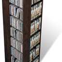 Prepac 4 Revolving Display Cabinet Media Storage, Large Four-Sided Spinning Tower, Espresso