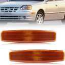Front Side Marker Lights Housing Compatible with ACCENT 2000-2006, [DOT] [IP67 Waterproof] Turn Signal Marker Light Cover [No Bulbs], 2 PCS, Sleek Amber Lens