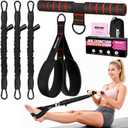Upgraded Multifunction Pedal Resistance Band with Handle, 3 Tube Adjustable Resistance Bands for Abdomen, Waist, Arm, Core/ABS, Leg Workout - Sit Up Exercise Equipment for Women