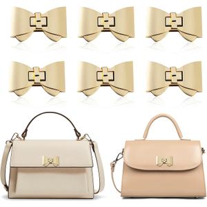 6 Pieces Bowknot Closure Turn Lock Clasp, Metal Purse Twist Turn Locks Purse Bag Closure Clasp for DIY Purse Handbag Making Accessories (Gold)