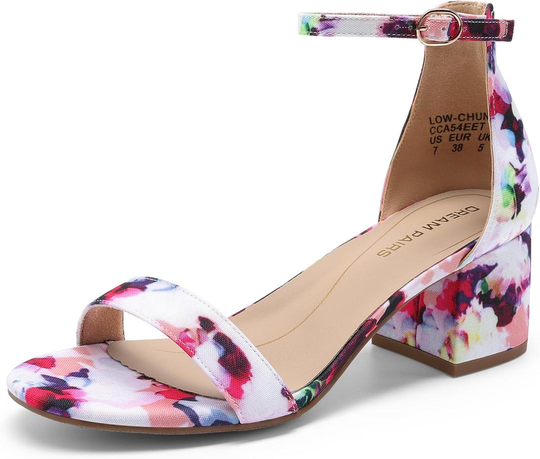 DREAM PAIRS Womens Low-Chunk Low Heel Pump Sandal (Blue) 5.5
