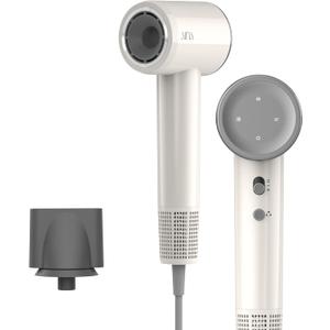 AINA Hair Dryer, Blow Dryer - Brushless Motor, 110,000 RPM Lightweight, Ionic Travel 110V/ALCI Plug(1vory White)