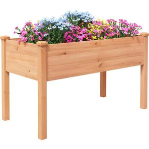 BIRASIL Outdoor Raised Garden Bed, Wood Planter Box for Vegetable Flower, Elevated Reinforced Large Garden Planters Boxes for Backyard Patio Gardening Balcony (48L, Brown)