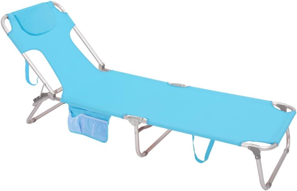Beach Lounge Chair, Aluminum Tanning Chair with Face Hole, Foldable Lounge Chair Outdoor, Sun Tanning Chair with Backpack Straps for Outdoor/Picnic/Lawn