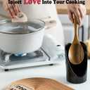 Gomakren Upright Spoon Rest, Standing Spoon Rest for Stove Top, 6 Inch Ladle Holder for Kitchen Counter, Valentines Heart Shaped Heat-Resistant Spatula Holder Cooking Utensil Stand, Black