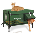 Heated Cat House for Outside with Smart Pet Camera, Highly Elevated with Escape Door, Insulated Waterproof Outdoor Cat House Shelter for Feral Stray Barn Cat (Army Green, 25.6"x16.5"x18.5")