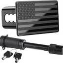 SINGARO Tow Hitch Cover, Heavy American Flag Metal Trailer Hitch Cover for 2 Inch Receivers, Ideal for Truck Accessories with 5/8-Inch Pin Diameter Trailer Hitch Lock (Black)