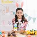 3 x YQUQWN 2 Pcs Easter Bunny Decorations for Table Easter Table Decor Wooden Rabbit Table Signs with Relief Bowtie and Flower for Spring Home Tiered Tray Decor Office Table Decorations