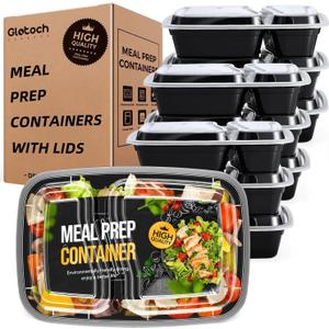 50 Pack (100-Piece) 32 oz Sturdy Leakproof 2-Compartment Meal Prep Containers with Lids, Plastic Food Storage Containers for Lunch, Microwave, Freezer, and Dishwasher Safe Takeout Containers