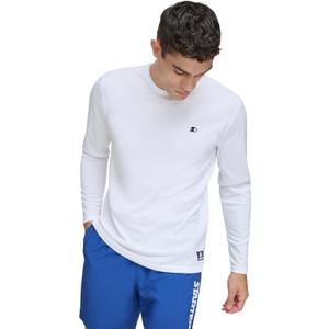 Starter Mens Quick Dry Long Sleeve Lightweight UPF Active Top (Small, White)