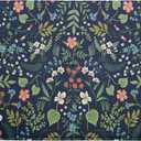 Flower Floral Dish Drying Mat 18x24 inch Microfiber Navy Blue Drying Mats with Hanging Loop Absorbent Green Leaves Dish Drainer Mat Reversible Flowers Drying Pad for Kitchen Counter Sink