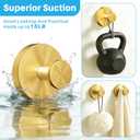 Suction Cup Hooks for Shower, Heavy Duty Towel Hooks for Walls No Damage, Suitable for Hanging Towels, Robes, Coats, Holds 15 lbs-2pack, Brushed Gold