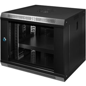 9U Wall Mount Server Cabinet IT Network Rack Enclosure Lockable Glass Door Black