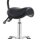 Antlu Saddle Stool Chair with Back Support, Ergonomic Esthetician Stool Chair for Salon Tattoo Spa Medical Dentist Clinic (with Backrest, Black)