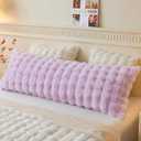 LIFEREVO Fluffy Faux Rabbit Fur Body Pillow Cover, Cozy Light Purple Bubble Shaggy Plush Bed Body Pillowcase with Zipper, Long 20"x54" Fuzzy Furry Pillow Case for Bedroom Home Decoration, Lavender