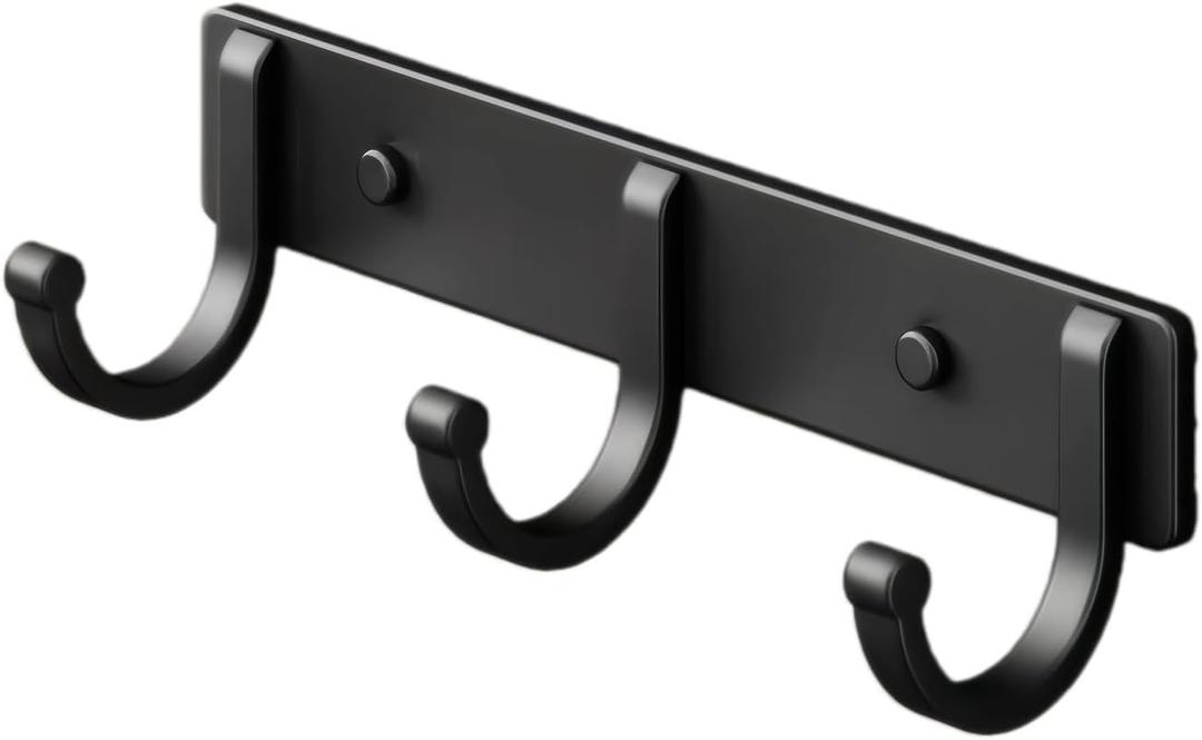 SALAN Coat Rack Wall Mounted, Heavy Duty Coat Hooks Wall Mount, Black Metal Wall Hooks for Hanging Coats, Hats, Towels, Keys, Bags and Backpacks for Entryway, Mudroom, Bathroom, Bedroom (3 Hooks)