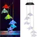 Wind Chimes Chandelier, Solar Turtles Hanging Lamp ,Wind Chime Pendant Light IP44 Waterproof Mixcolor Slow Flashing